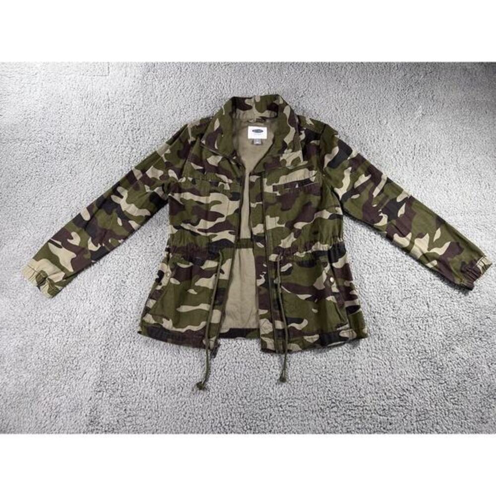 Old‎ Navy Camo Jacket Women Small Full Zip Utility Military Cinch Waist
